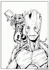 Coloring Groot Drax Rocket Destroyer Pages sketch template