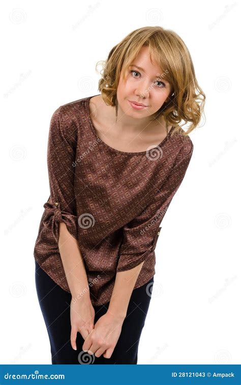 Attractive Blonde Woman Bending Stock Image Image Of American