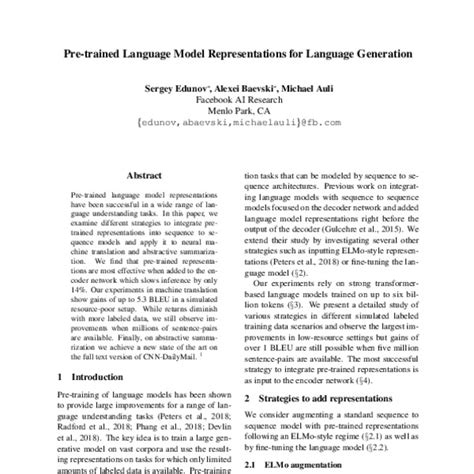 pre trained language model representations  language generation