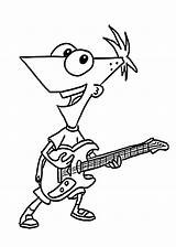 Phineas Ferb Fineasz Gitarze Gra Malvorlagen Guitarist Lustige Farben Kostenlose Drukowanka sketch template