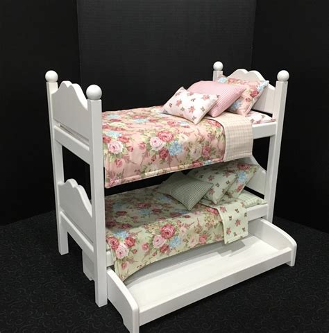 american girl doll bunk beds with pink and green floral etsy