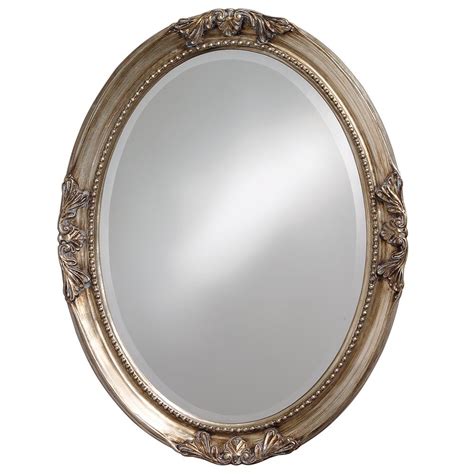 warm antique silver oval framed mirror   home