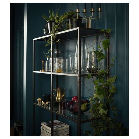 vittsjoe shelf unit black brown glass width   ikea closet