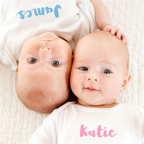 personalised baby grow set  twins   type  design