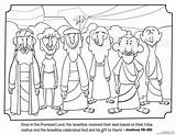Joshua Tribes Spies Promised Vbs Twelve Adron Canaan Battle Coloringhome sketch template