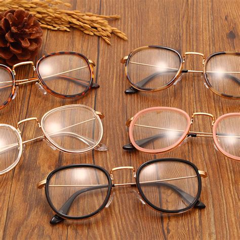 vintage clear lens eyeglasses frame retro round men women eyewear nerd
