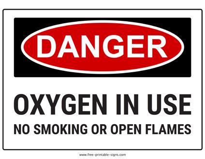 printable oxygen   sign  printable signs