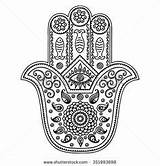 Hamsa Eye Hand Coloring Pages Tattoos Tattoo Meaning Oriental Style Yoga sketch template