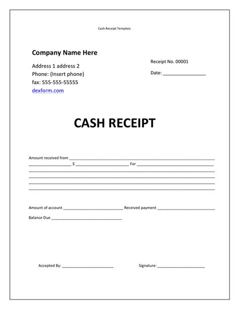 printable cash receipt template word templateral  xxx hot girl