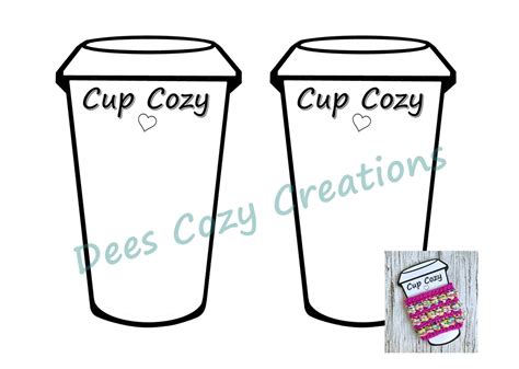 printable cup cozy template diy packaging   etsy
