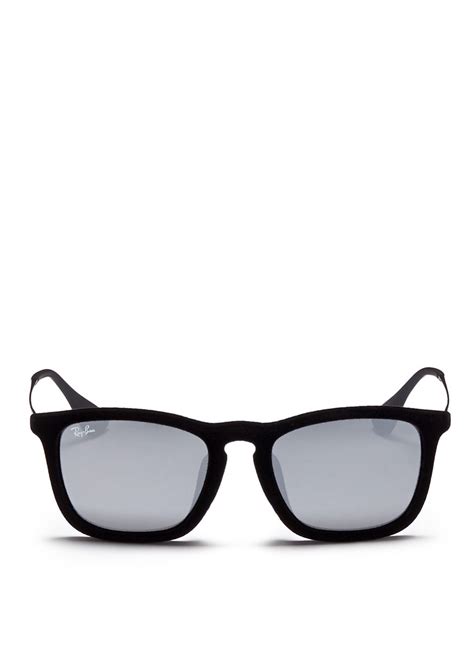 lyst ray ban chris velvet wire rim mirror sunglasses in black for men