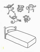 Coloring Monkeys Little Jumping Bed Pages Printable Divyajanani sketch template