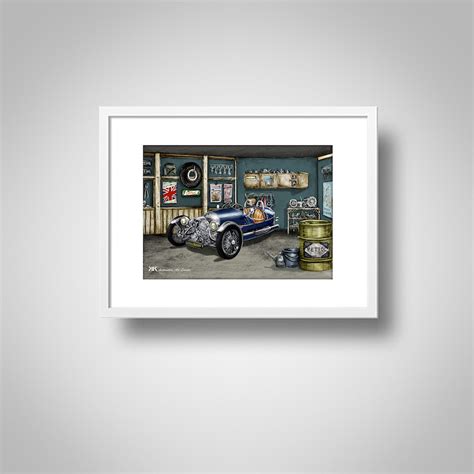 morgan  blue  frame  kk automotive art classic car limited edition prints