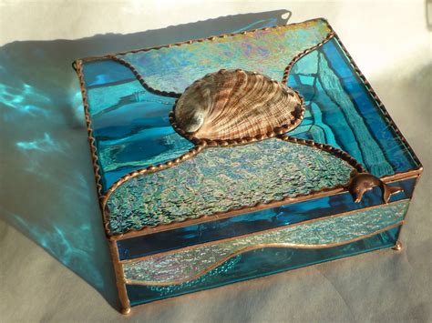 Large Abalone Box Hand Made Stained Glass Jewelry Box