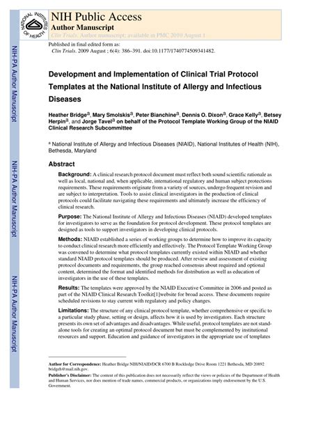 clinical protocol template tutoreorg master  documents