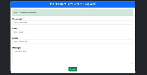 create contact form  ajax  php