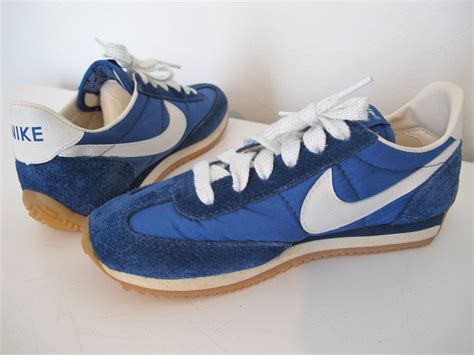 vintage blue  white leather nike swoosh running sneakers etsy