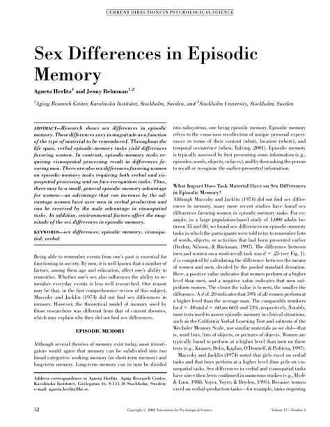 pdf sex differences in episodic memory