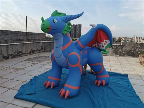 Custom Inflatable Cartoon Model Inflatable White Dragon With Wings For