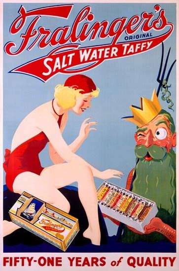 fralingers salt water taffy girl and neptune mad men art vintage ad