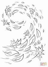 Leaves Coloring Autumn Pages Swirling Fall Supercoloring Printable Colouring Leaf Drawing sketch template