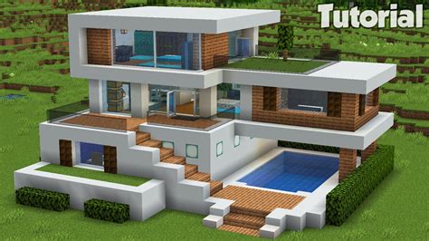 minecraft   build  large modern house tutorial easy minecraft