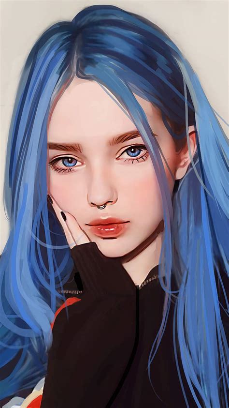 blue hairs girl iphone wallpaper iphone wallpapers