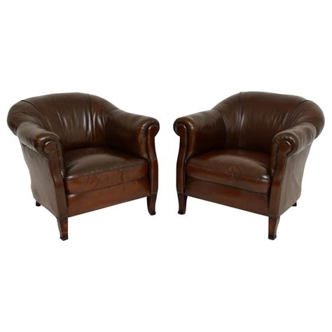 antique english pair leather club chairs circa   stdibs