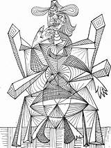 Picasso Coloring Pages Pablo Drawing Dora Cubism Woman Draw Drawings Line Femme Chair Color Printable Life 1938 Assise Coloriage Print sketch template