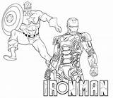 Iron Man Coloring Captain America Pages Printable Avengers sketch template