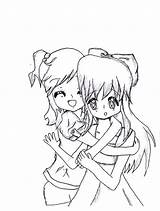 Friends Coloring Pages Friend Anime Hug Drawing Two Tight Color Printable Print Getcolorings Getdrawings Tocolor sketch template
