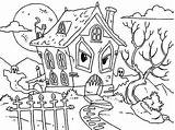 Coloring House Spooky Haunted Pages Monster Eyes Houses Printable Print Simple Pictuure Kids Color Getcolorings Book sketch template