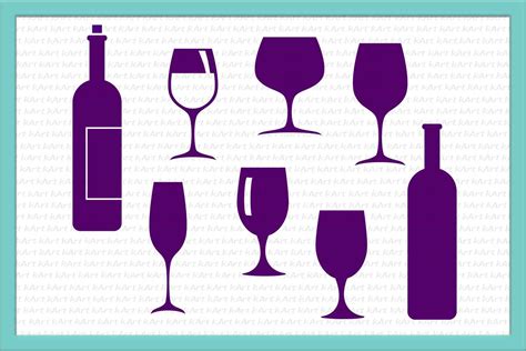 Bundle Wine Glasses Svg Dxf Cutting Files Clipart