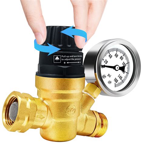 vinauo rv water pressure regulator brass lead  adjustable rv water