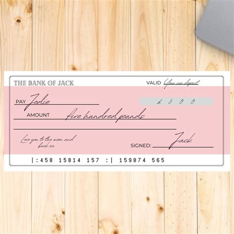 Personalised Check Personalised Cheque Birthday T Etsy