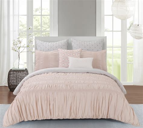 Wonder Home Rushed Bed 7pc Comforter Set Queen Pink Grey Walmart