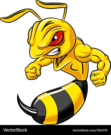 cartoon angry bee mascot isolated royalty  vector image
