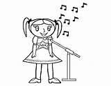 Singing Coloring Girl Little Pages Coloringcrew Book sketch template