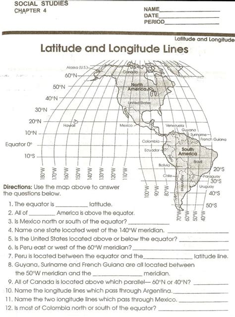 printable latitude  longitude worksheets  answers askworksheet