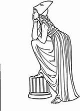 Ancient Woman Coloring Green Greek Color Pages Greece Pottery sketch template
