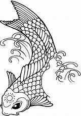 Koi Fish Coloring Drawing Line Tattoo Ambush Pages Getcolorings Sun Clipartmag 65kb sketch template
