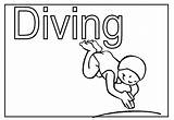 Diving Coloring Pages Summer Girl Pool Into Printable Diver Childrens sketch template
