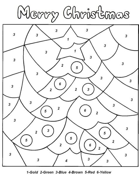 christmas color  numbers  coloring pages  kids