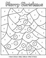 Christmas Numbers Color Tree Coloring Pages Kids sketch template