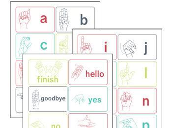 printable sign language word flash cards  printable templates