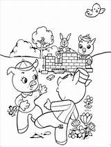 Pigs Coloring Little Three Pages Color Third Playing Working While Printable Recommended Print Kids sketch template