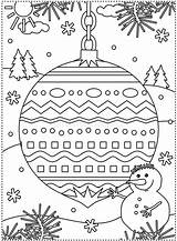 Holidays Coloring Decorated Snowman Ornament Winter Kids Preview sketch template