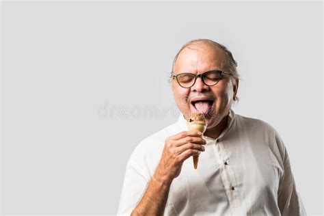 Old Man Eating Ice Cream Clipart