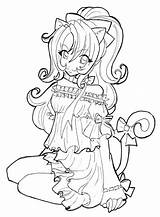 Coloring Girl Cat Pages Printable Anime Categories sketch template