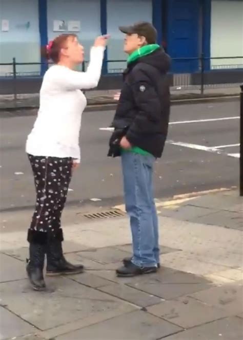 woman viciously slaps and punches man during glasgow street bust up in
